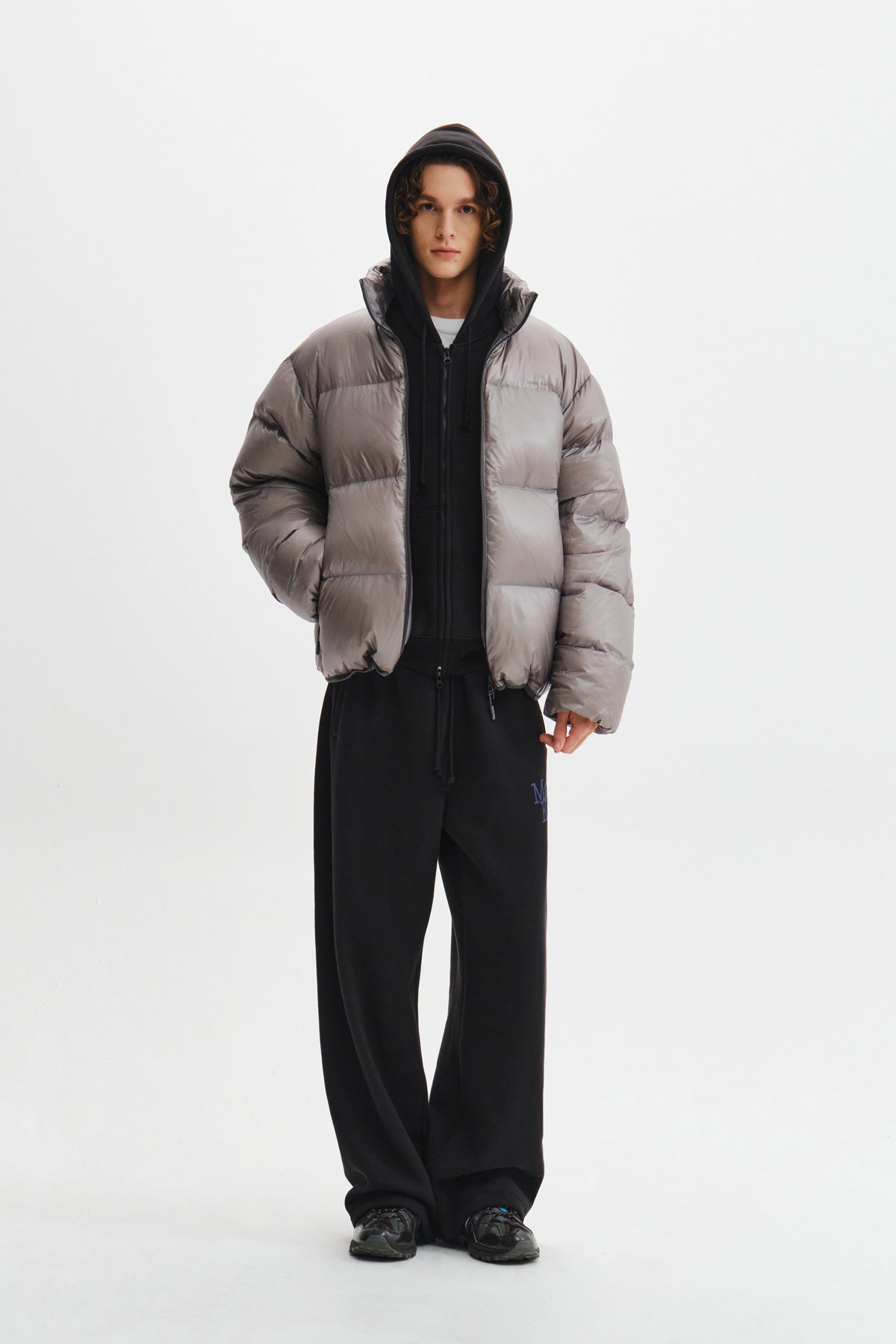 Matin Kim - Icon Logo Down Jumper (Light Grey) product image 12 | TRAB K-Fashion Australia