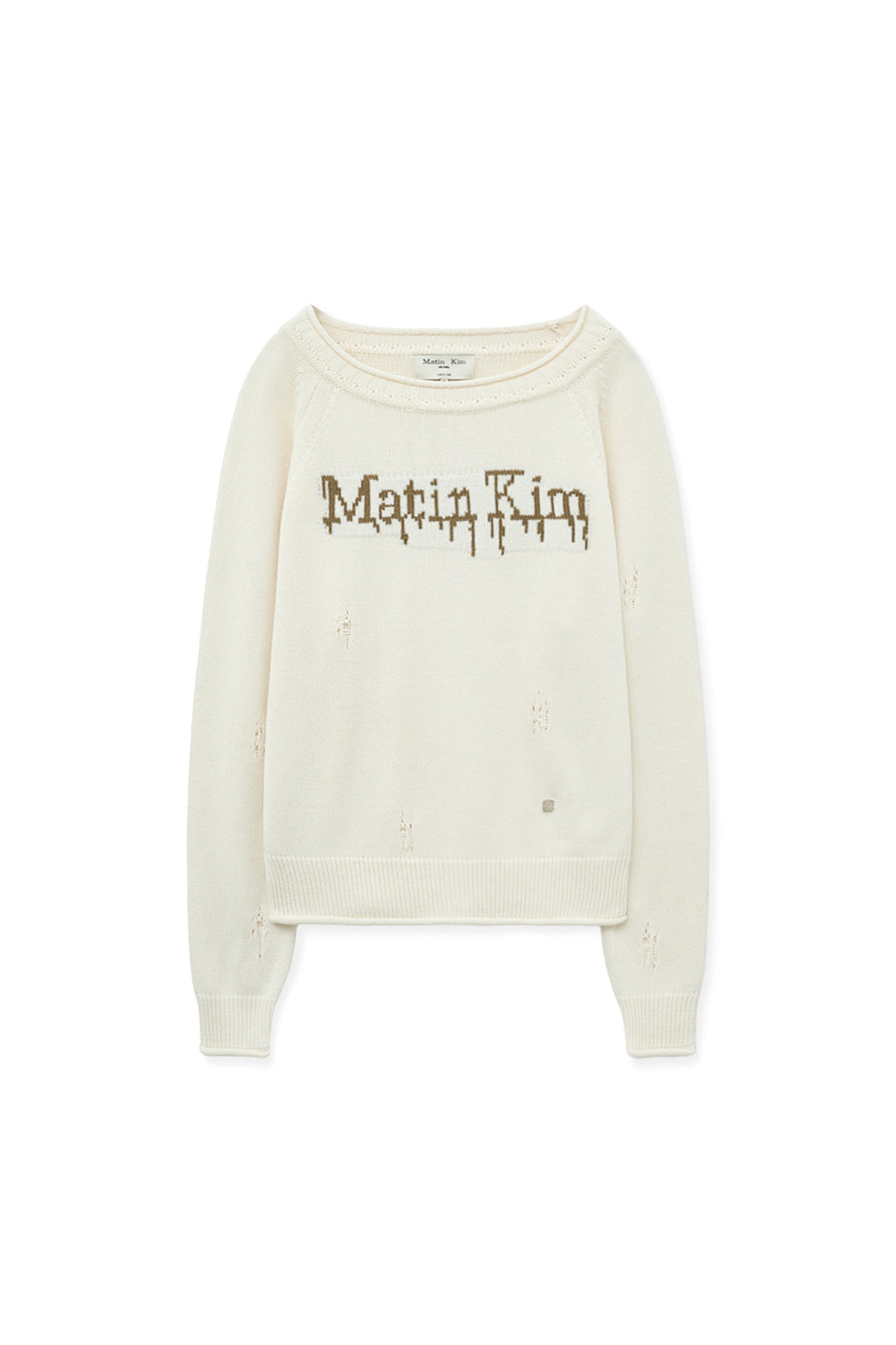 Matin Kim - Two Way Off Shoulder Damage Pullover (Ivory) product image 1 | TRAB K-Fashion Australia
