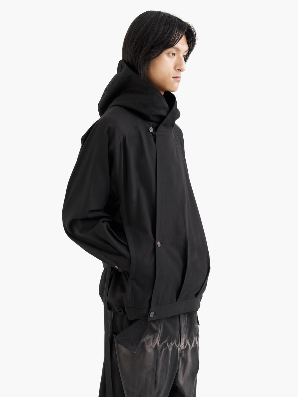 Jiyong Kim - Draped Wrap Hood Jacket (Black) product image 3 | TRAB K-Fashion Australia