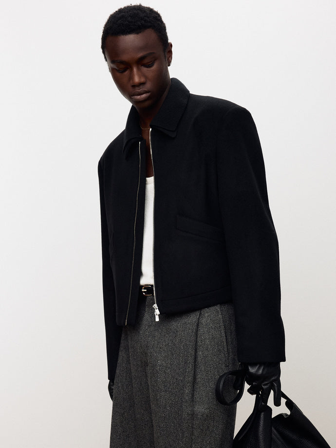 Tonywack - Detachable Knit Collar Cropped Blouson (Black) product image 7 | TRAB K-Fashion Australia