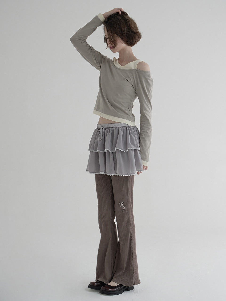 Margarin Fingers - Rose Boot-Cut Pants (Brown) product image 1 | TRAB K-Fashion Australia