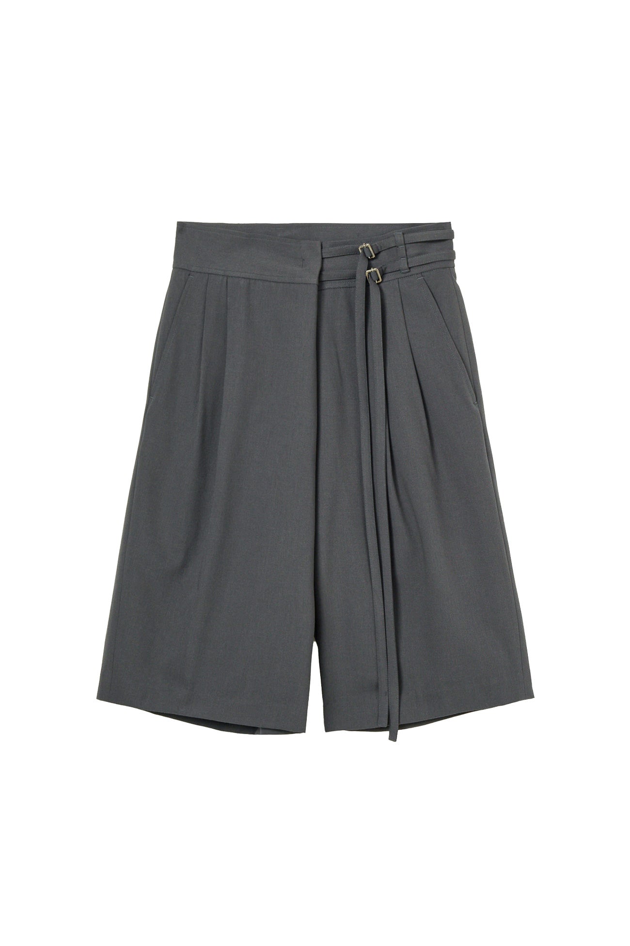 Deinet - Belted Wrap Bermuda Pants (Grey) product image 1 | TRAB K-Fashion Australia