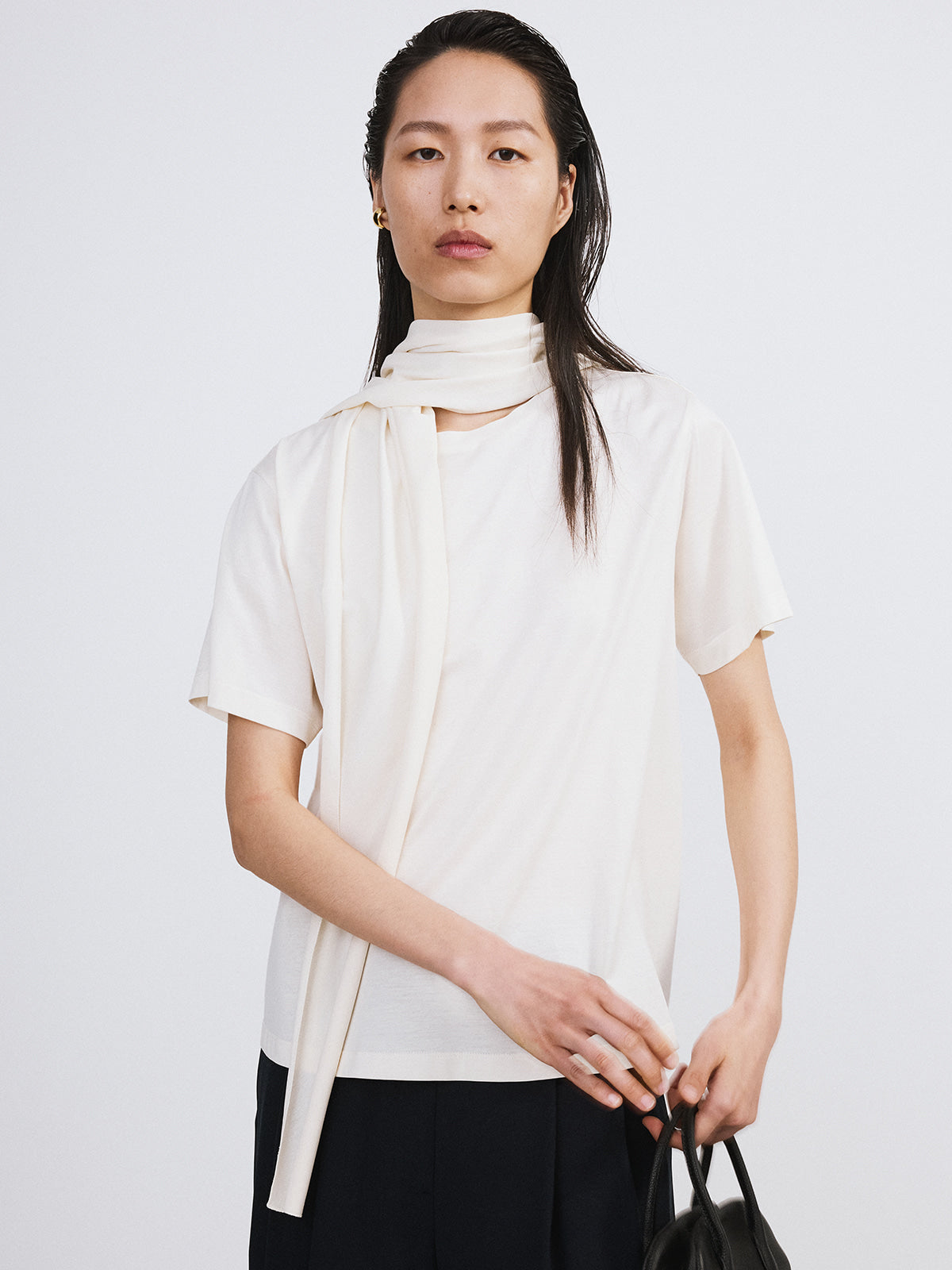 Recto - Open Back Silk Blend Scarf Top (Cream) product image 4 | TRAB K-Fashion Australia