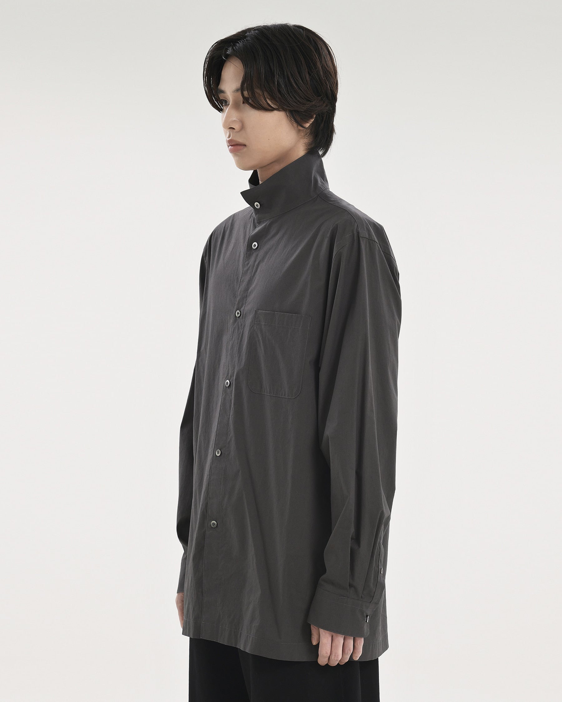 Brownyard - Stand Collar Shirt (Charcoal) product image 4 | TRAB K-Fashion Australia