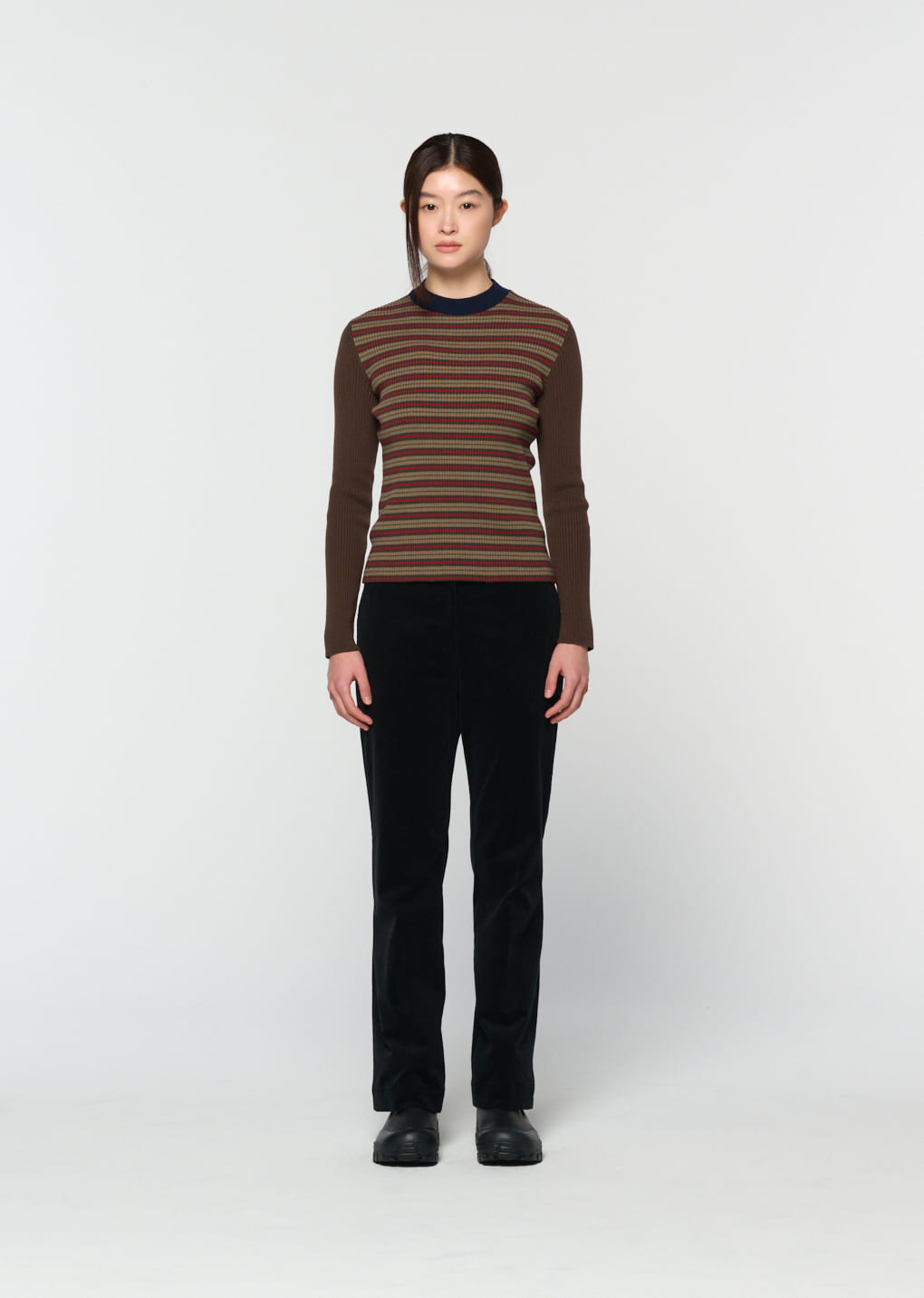 Amomento - stripe round knit (Brown) product image 2 | TRAB K-Fashion Australia