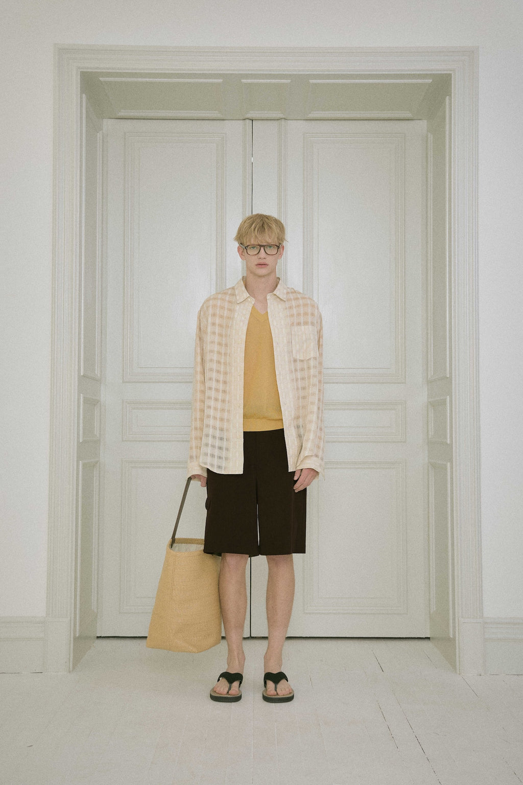 STU - Comfortable Check Shirt (Beige) product image 1 | TRAB K-Fashion Australia