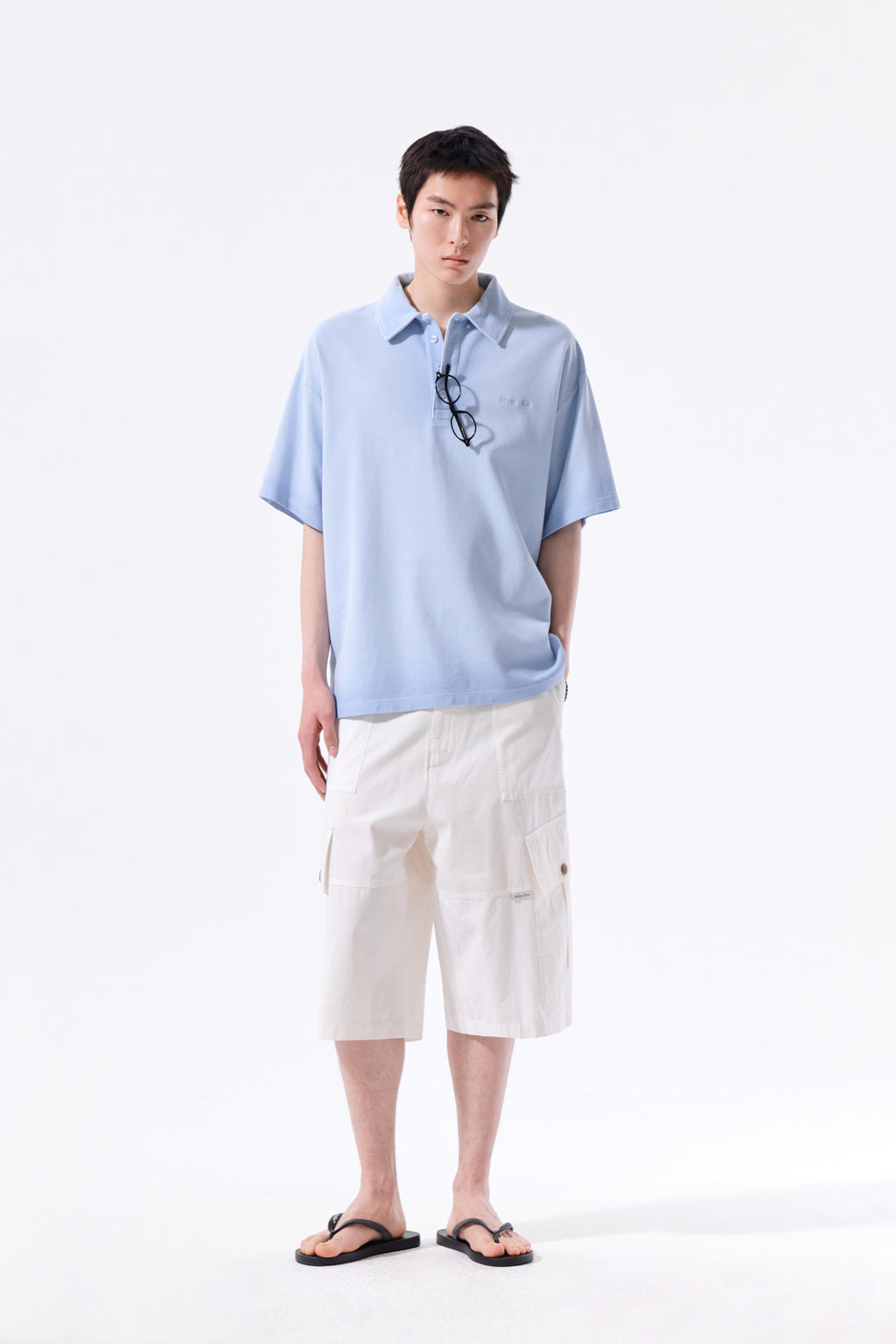 Matin Kim - Small Logo Washed Pique Top (Blue) product image 10 | TRAB K-Fashion Australia