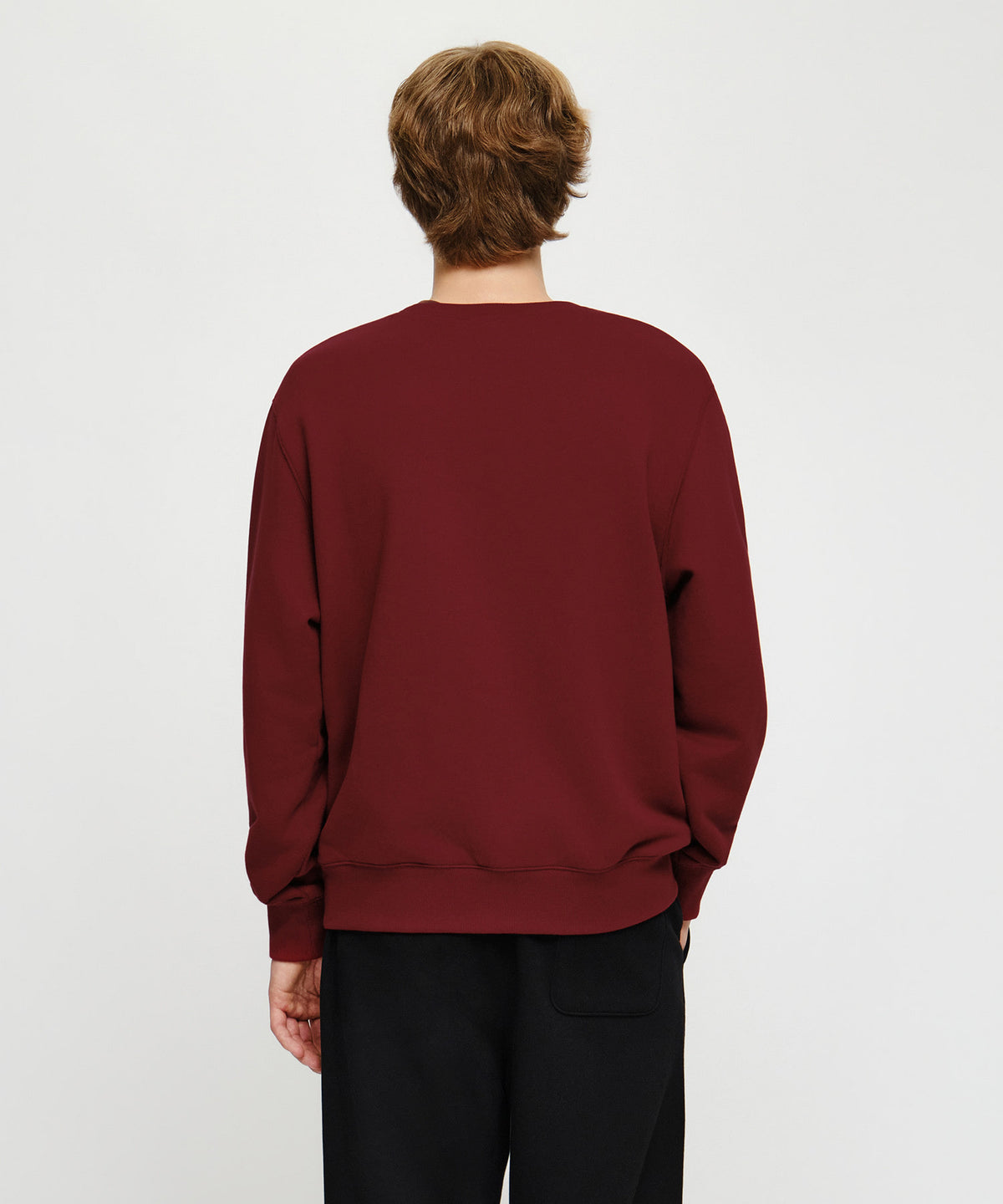 Marithe & Francois Girbaud - Small Classic Logo Oversized Sweatshirt (brushed) (Burgundy) product image 3 | TRAB K-Fashion Australia