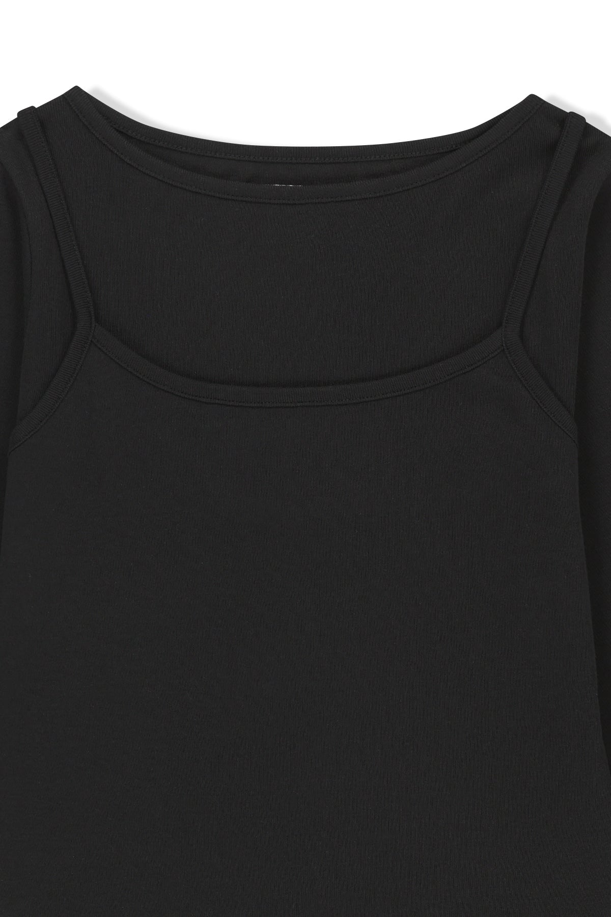 Matin Kim - 3/4 Sleeve Top & Tank Layered Set (Black) product image 5 | TRAB K-Fashion Australia