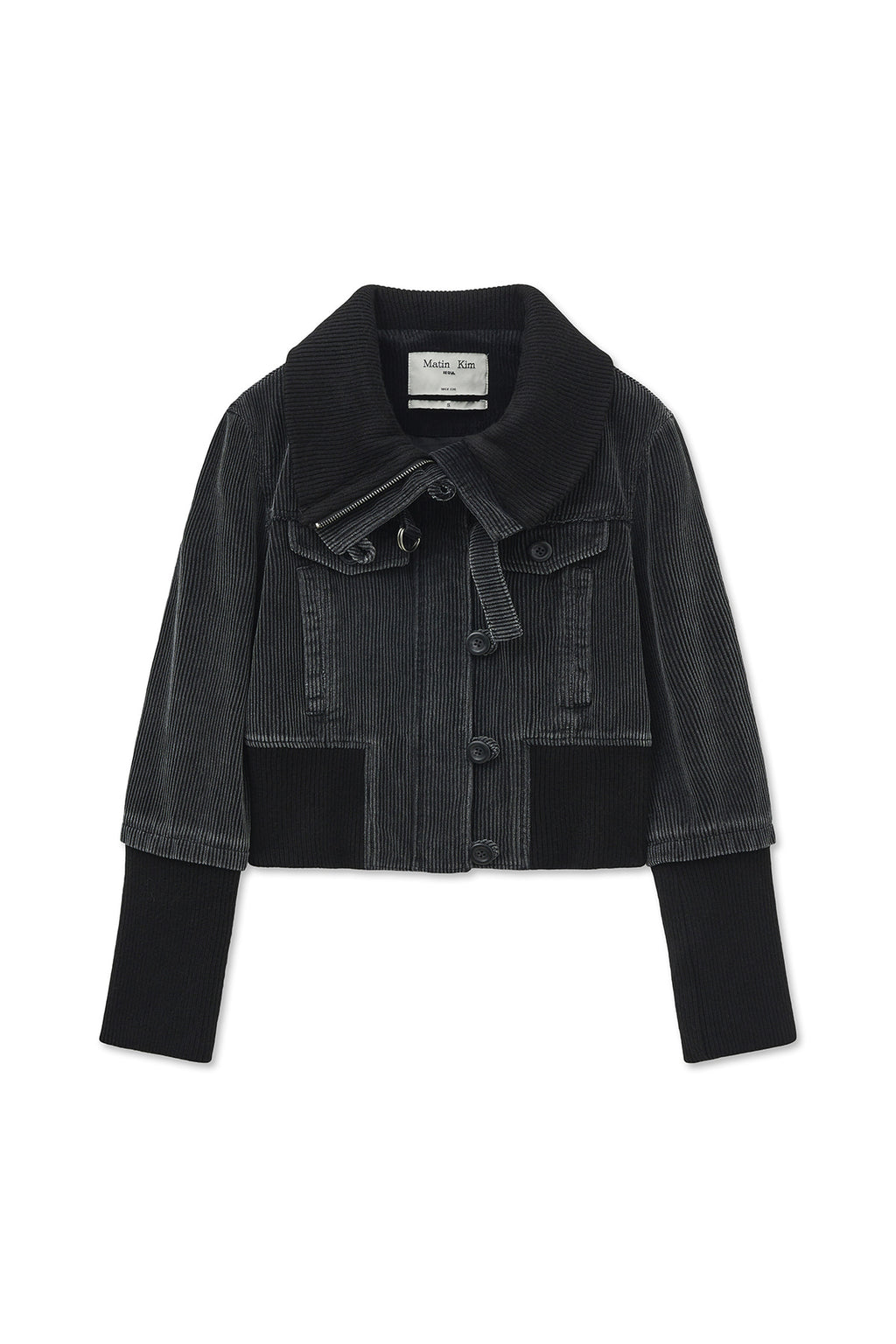 Matin Kim - Washed Corduroy Bomber Jumper (Black) product image 2 | TRAB K-Fashion Australia