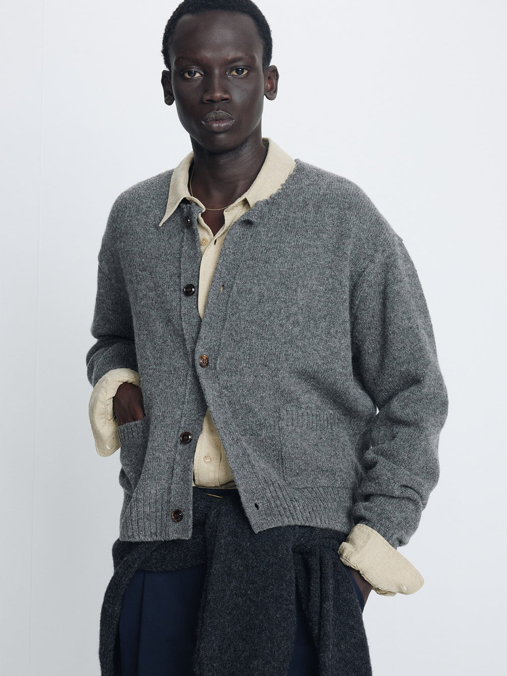 Tonywack - Shetland Wool Raw Cardigan (Medium Charcoal) product image 4 | TRAB K-Fashion Australia