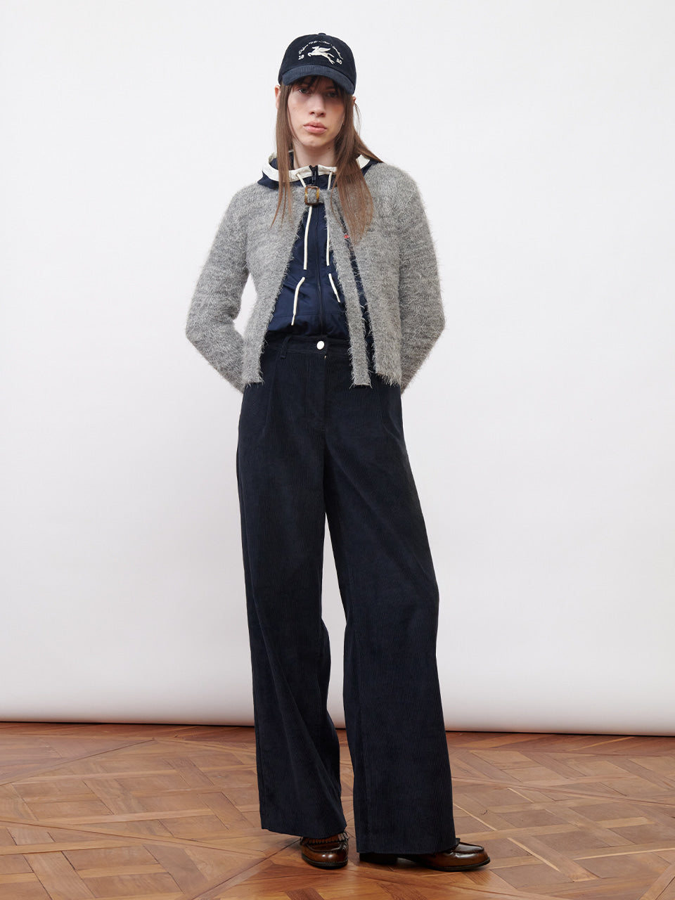 Kijun - Corduroy Wide Tuck Pants (Navy) product image 4 | TRAB K-Fashion Australia