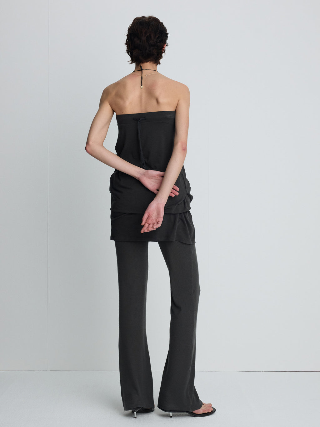 Tonywack - Tencel Ribbed Flared Pants (Olive Charcoal) product image 3 | TRAB K-Fashion Australia