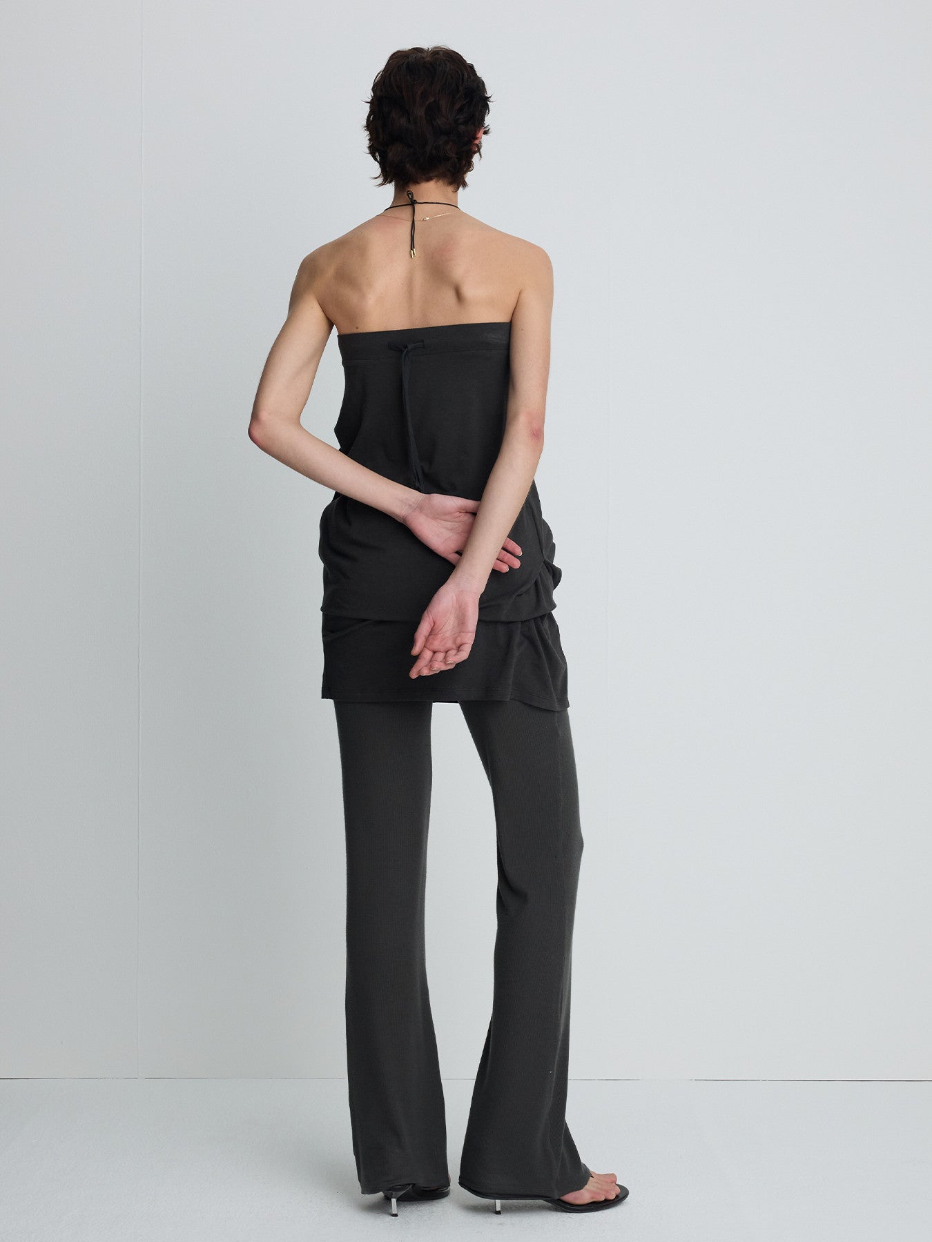 Tonywack - Tencel Ribbed Flared Pants (Olive Charcoal) product image 3 | TRAB K-Fashion Australia