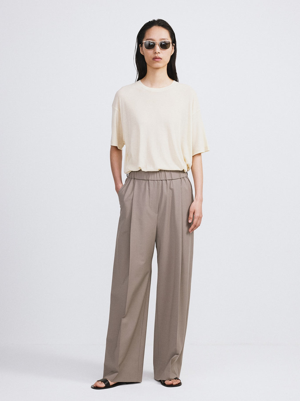 Recto - Banding Waist Wide Pants (Taupe Grey) product image 1 | TRAB K-Fashion Australia