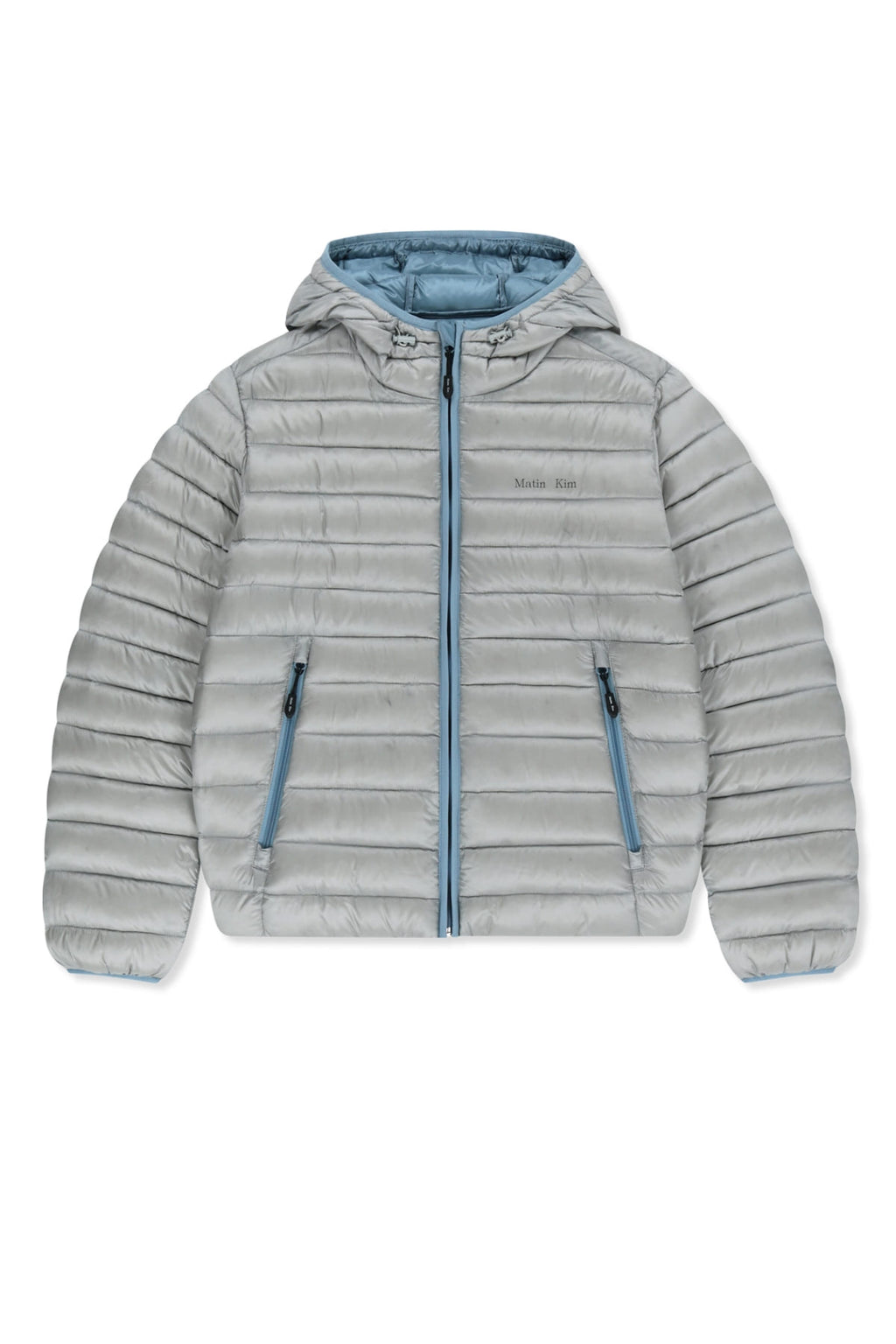 Matin Kim - Contrast Trim Light Down Hoody Jumper (Light Grey) product image 1 | TRAB K-Fashion Australia