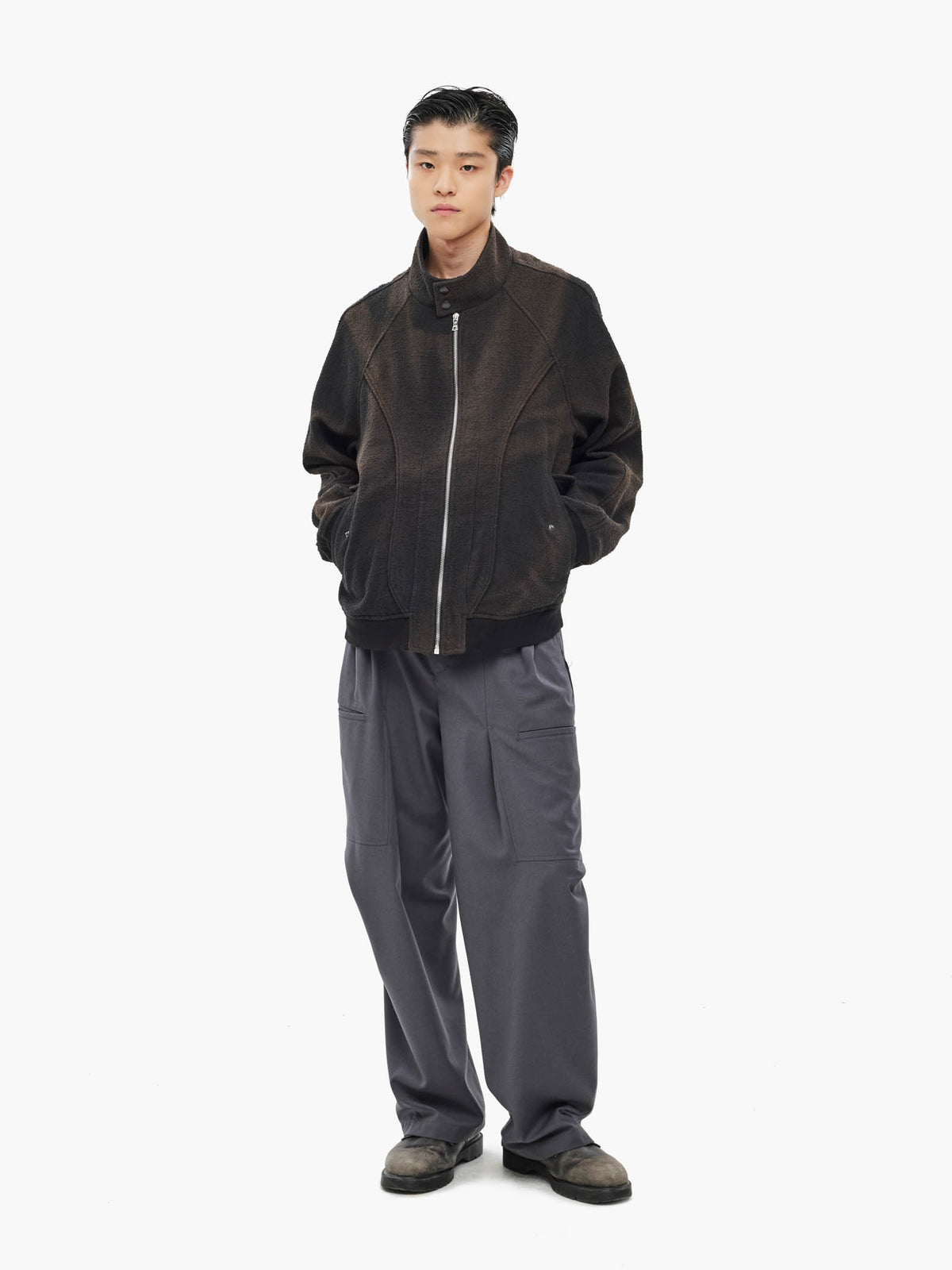Jiyong Kim - Sun-Bleached High Neck Blouson (Black) product image 1 | TRAB K-Fashion Australia