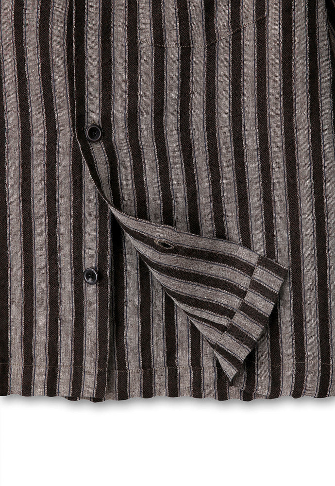 Art if acts - Linen Stripe Camp Half Shirt (Wood) product image 11 | TRAB K-Fashion Australia