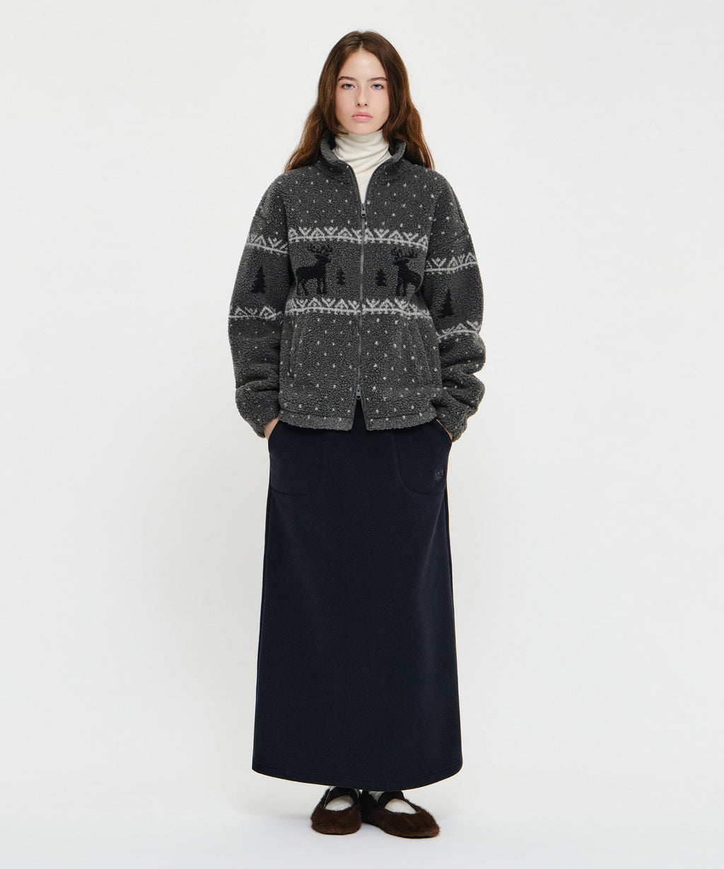 Marithe & Francois Girbaud - Classic Logo Long Fleece Skirt (Dark Navy) product image 4 | TRAB K-Fashion Australia
