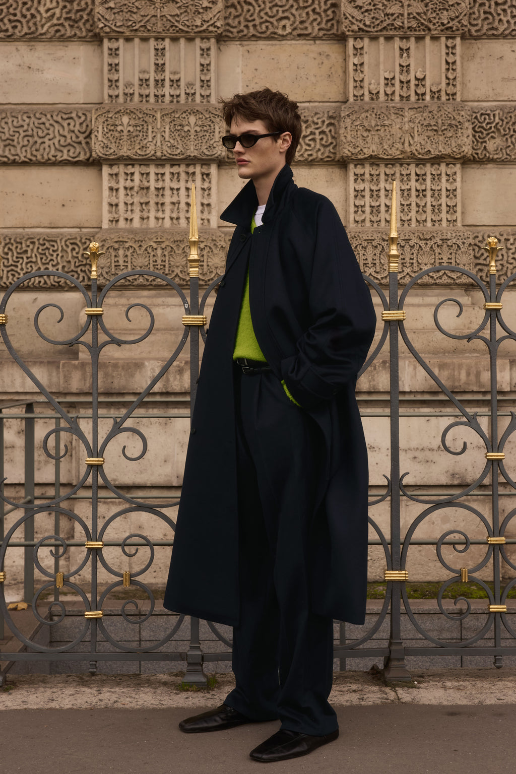 STU - Curved Double Line Mac Coat In Cashmere (Navy) product image 1 | TRAB K-Fashion Australia