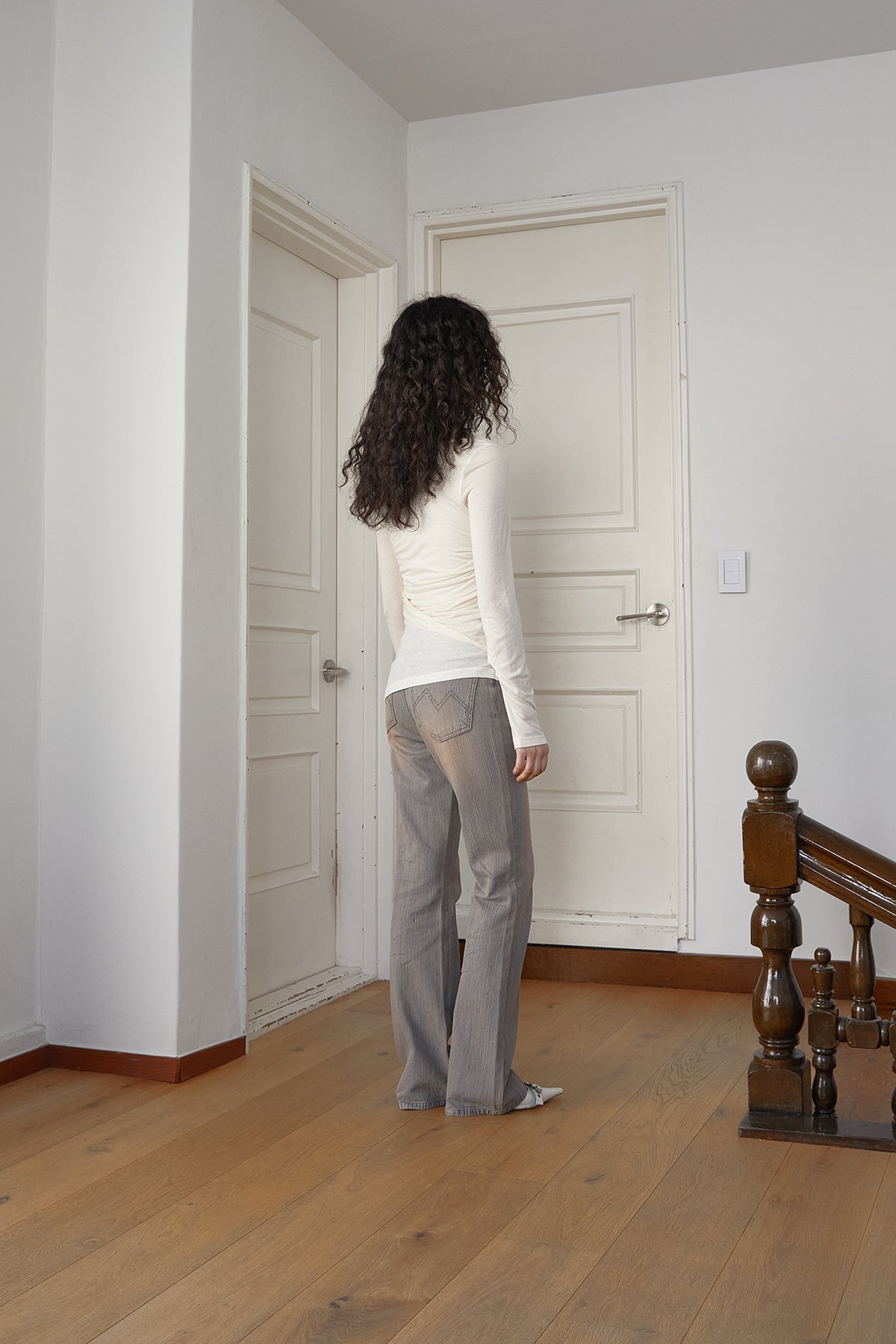 Matin Kim - Turn Up Detail Layered Top (Light Beige) product image 11 | TRAB K-Fashion Australia