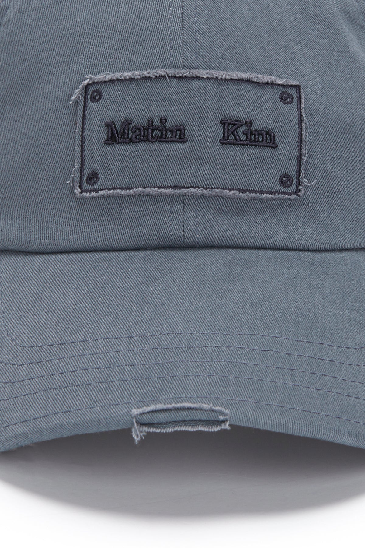 Matin Kim - Square Logo Cutout Ball Cap (Smoke Blue) product image 4 | TRAB K-Fashion Australia