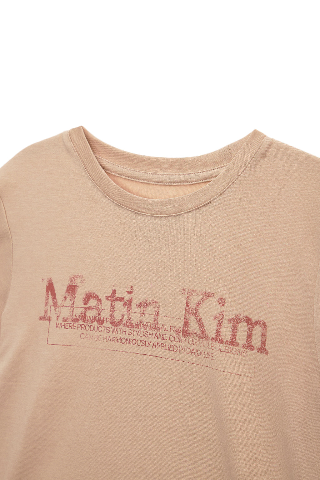 Matin Kim - Stamp Logo Graphic Crop Top (Beige) product image 4 | TRAB K-Fashion Australia