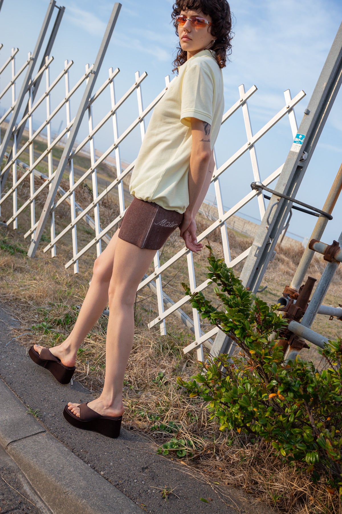 Matin Kim - Two Tone Banding Knit Mini Skirt (Brown) product image 10 | TRAB K-Fashion Australia