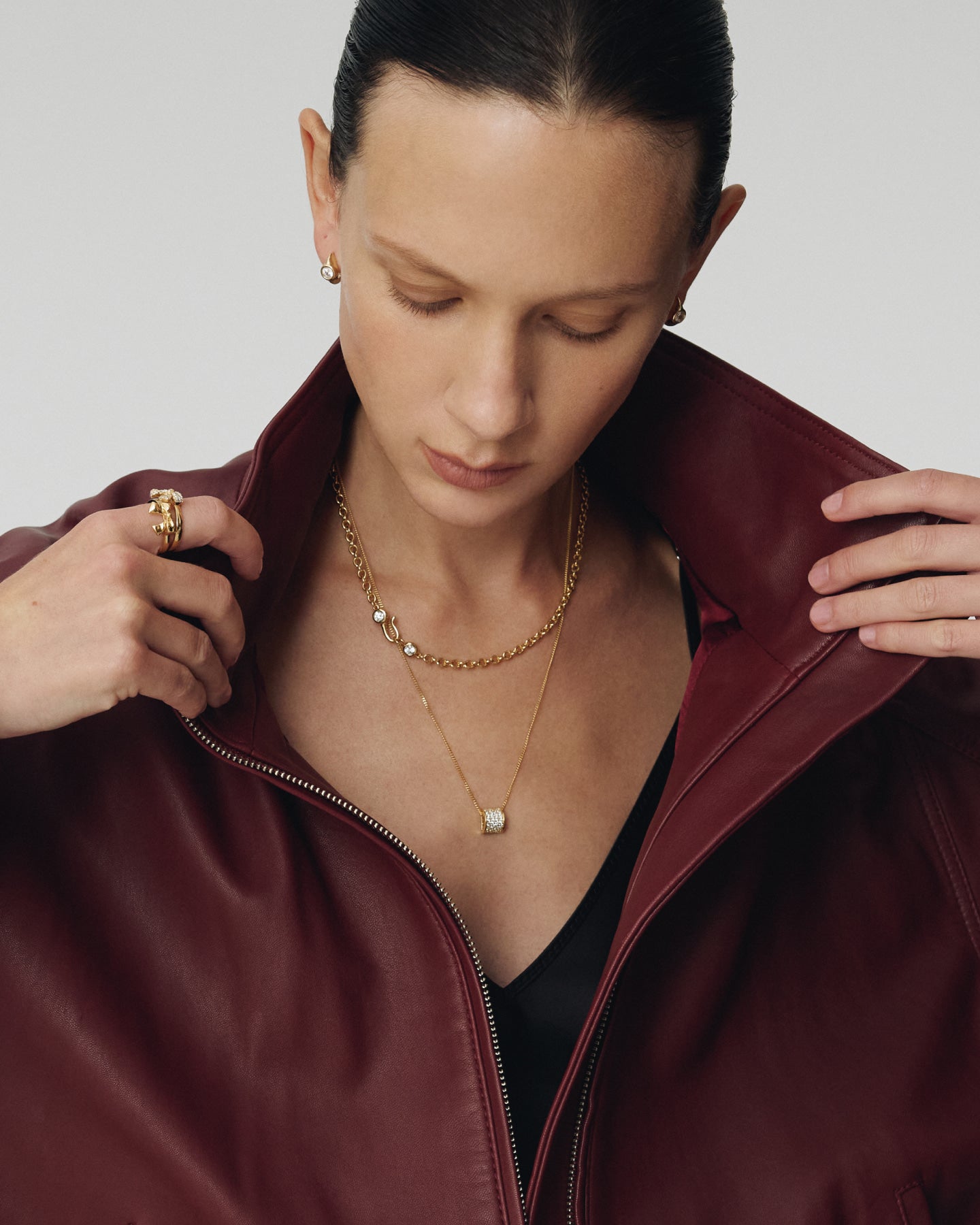 Numbering - Bezel Set Clasp Chain Necklace #3803 product image 2 | TRAB K-Fashion Australia