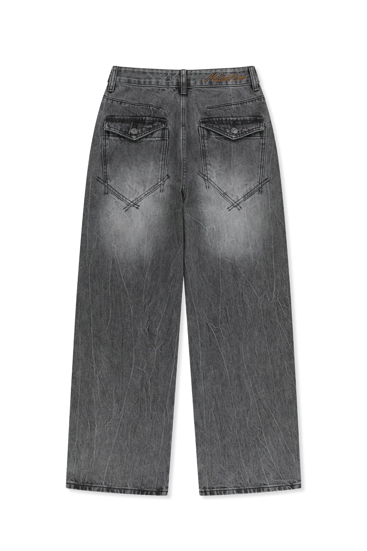 Matin Kim - Matin Waist Logo Wide Denim Pants (Grey) product image 2 | TRAB K-Fashion Australia