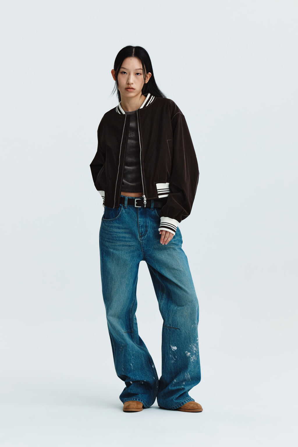 Matin Kim - Foil Detail Denim Baggy Pants (Blue) product image 8 | TRAB K-Fashion Australia
