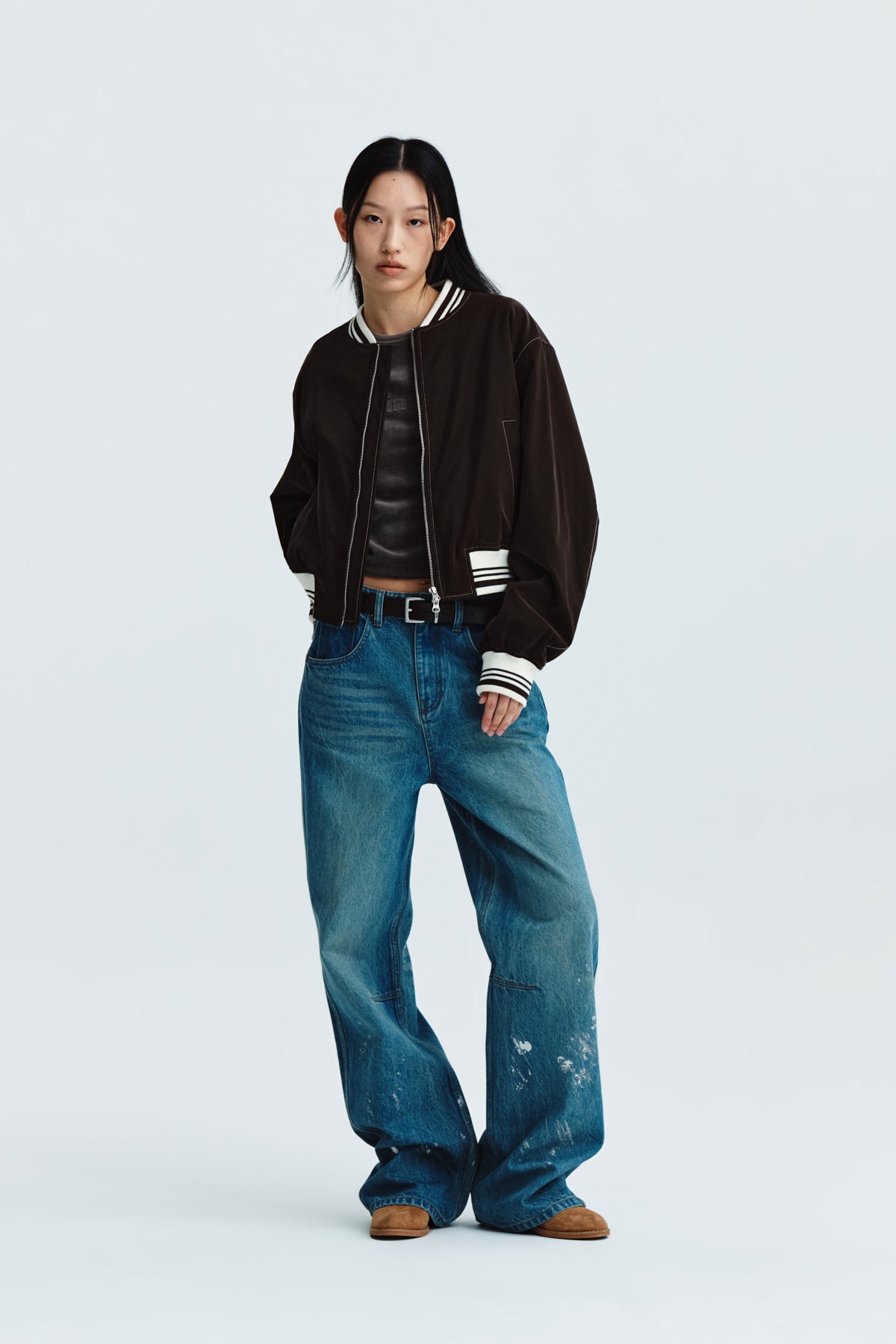 Matin Kim - Foil Detail Denim Baggy Pants (Blue) product image 8 | TRAB K-Fashion Australia