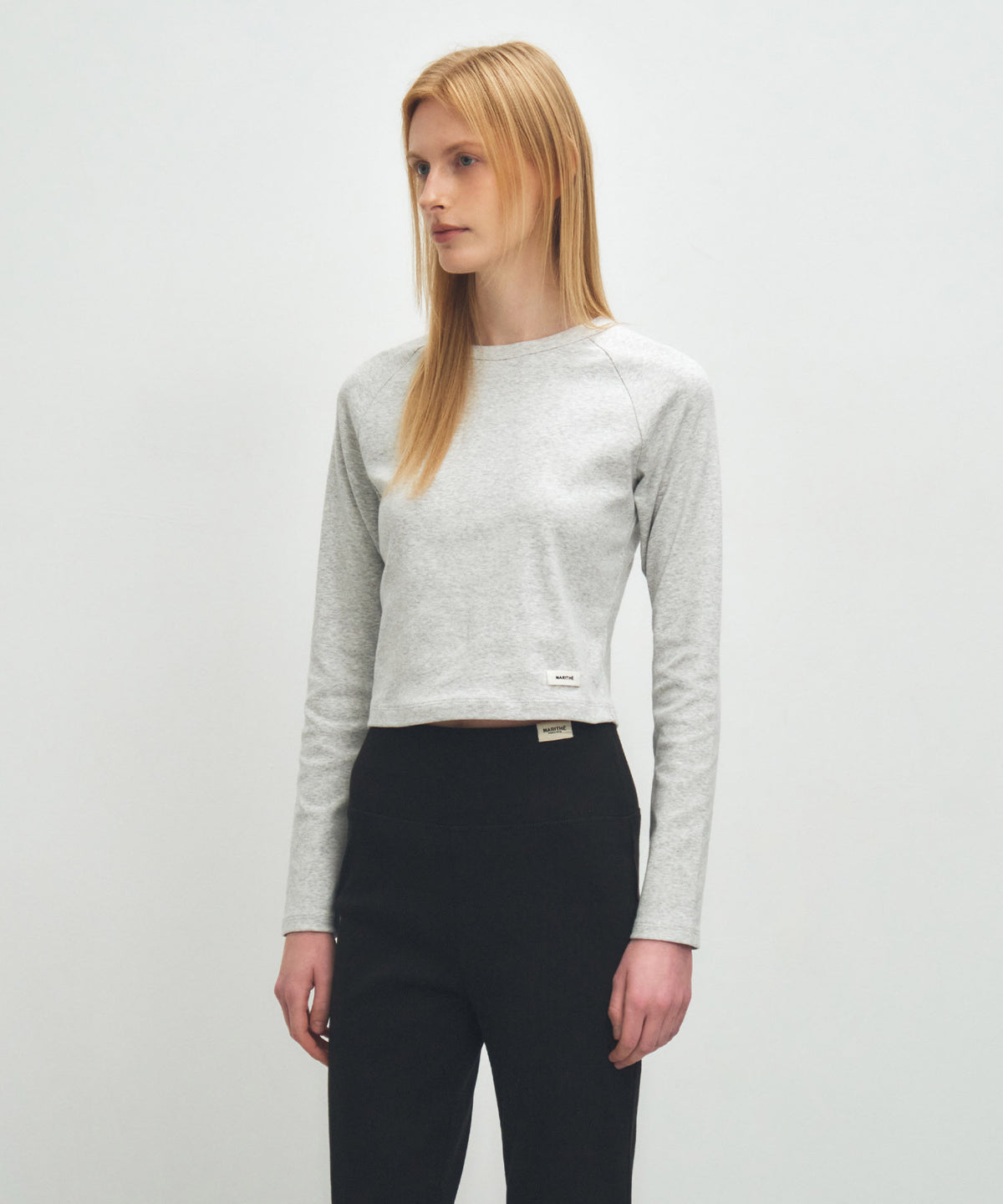 Marithe & Francois Girbaud - Basic Crop Long Sleeve (Light Heather Gray) product image 2 | TRAB K-Fashion Australia