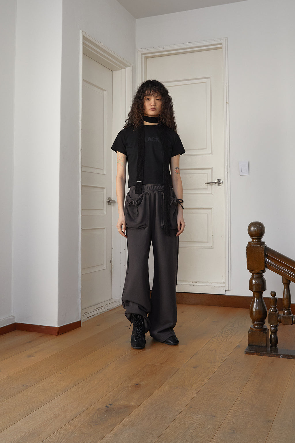 Matin Kim - Volume Pocket Sweatpants (Charcoal) product image 13 | TRAB K-Fashion Australia