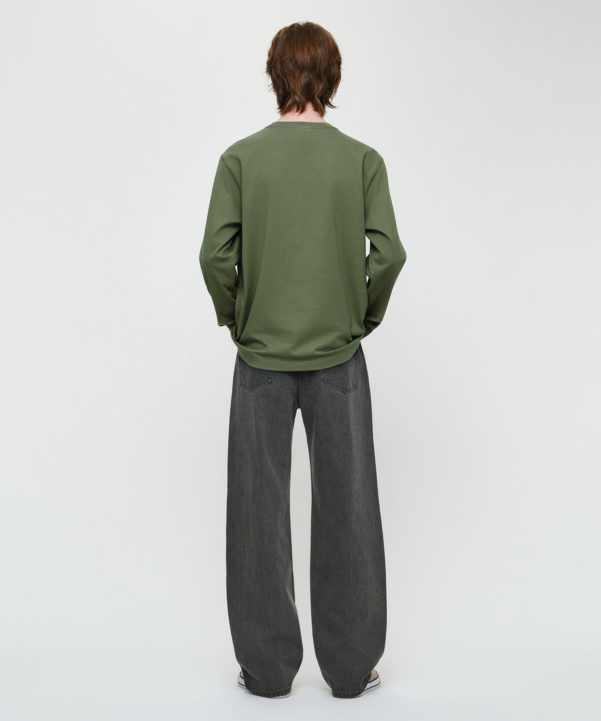 Marithe & Francois Girbaud - Semi-wide Broken Twill Denim Pants (Gray) product image 5 | TRAB K-Fashion Australia