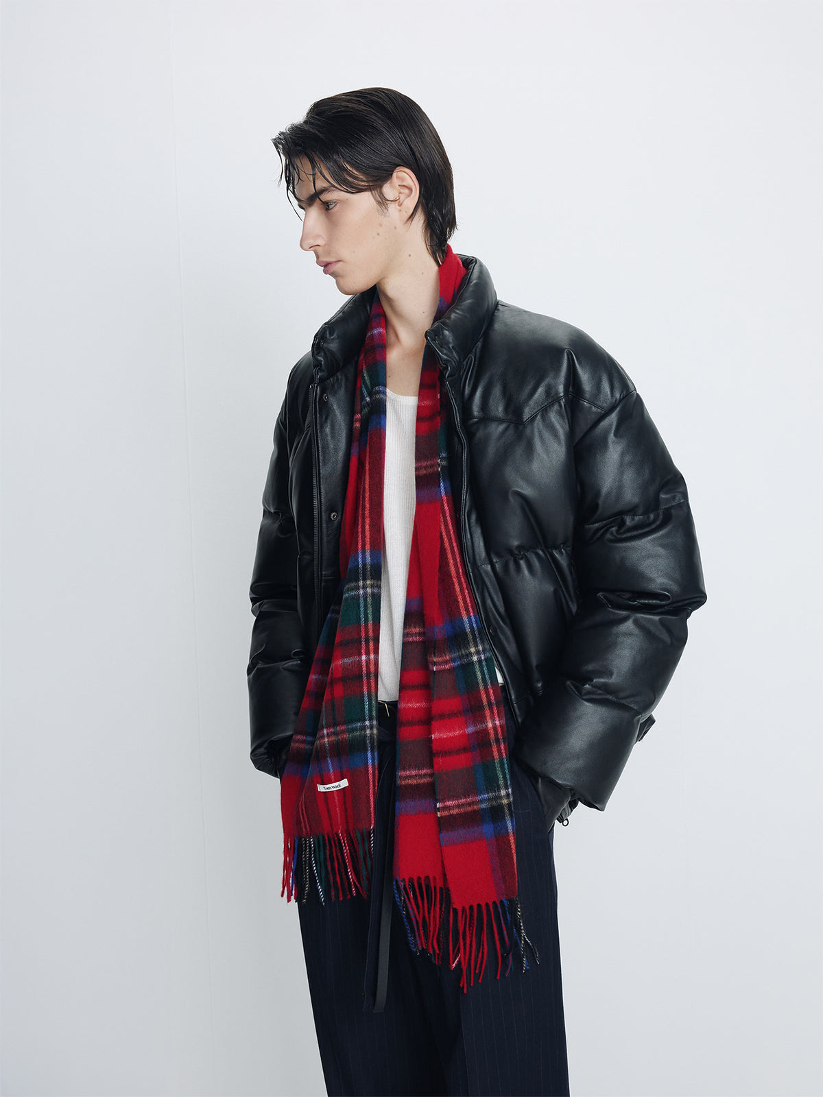 Tonywack - Lamb Leather Down Puffer Jacket (Black) product image 1 | TRAB K-Fashion Australia