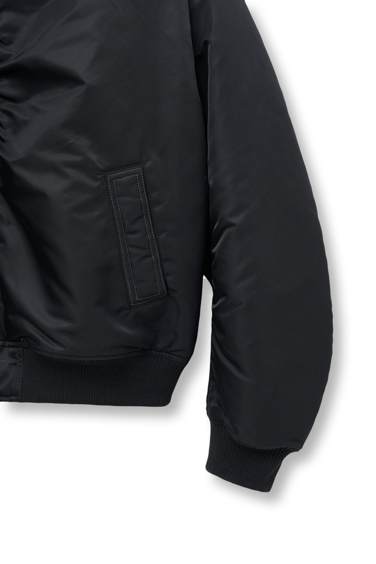 Matin Kim - Applique Logo Shirring Bomber Jumper (Black) product image 6 | TRAB K-Fashion Australia