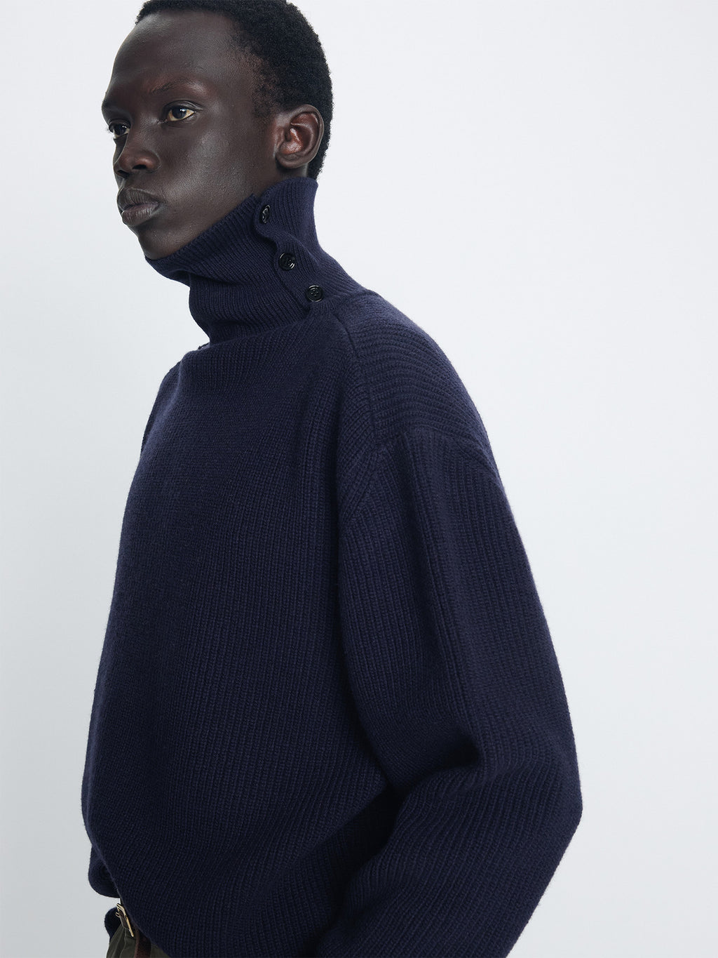 Tonywack - Ribbed Wool Side-Button Turtleneck (Midnight) product image 5 | TRAB K-Fashion Australia