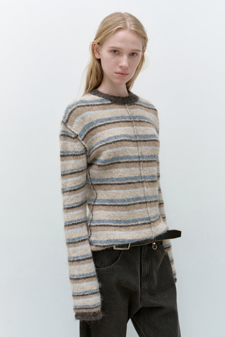 Insilence - Hairy Stripe Pullover (Beige Multi) product image 2 | TRAB K-Fashion Australia