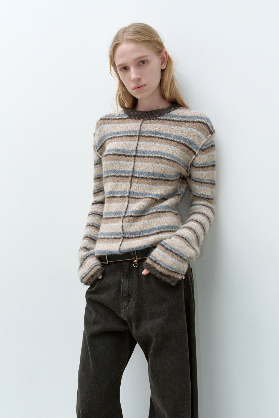 Insilence - Hairy Stripe Pullover (Beige Multi) product image 4 | TRAB K-Fashion Australia