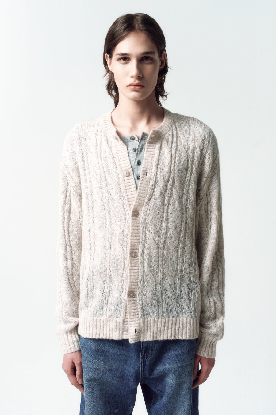 Insilence - Seared Cable Cardigan (Light Beige) product image 2 | TRAB K-Fashion Australia