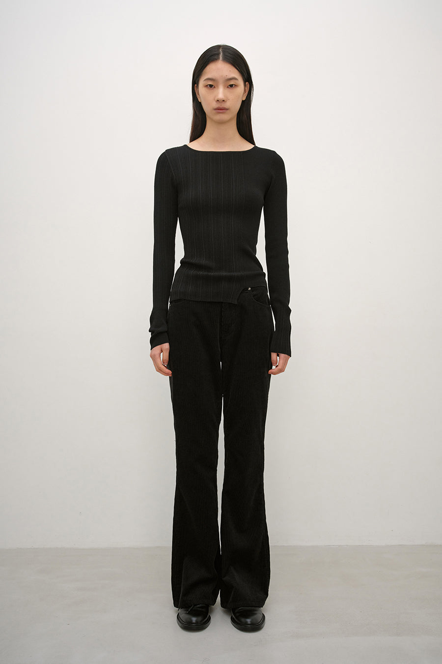 Insilence - Unbalanced Mixed Knit (Black) product image 3 | TRAB K-Fashion Australia