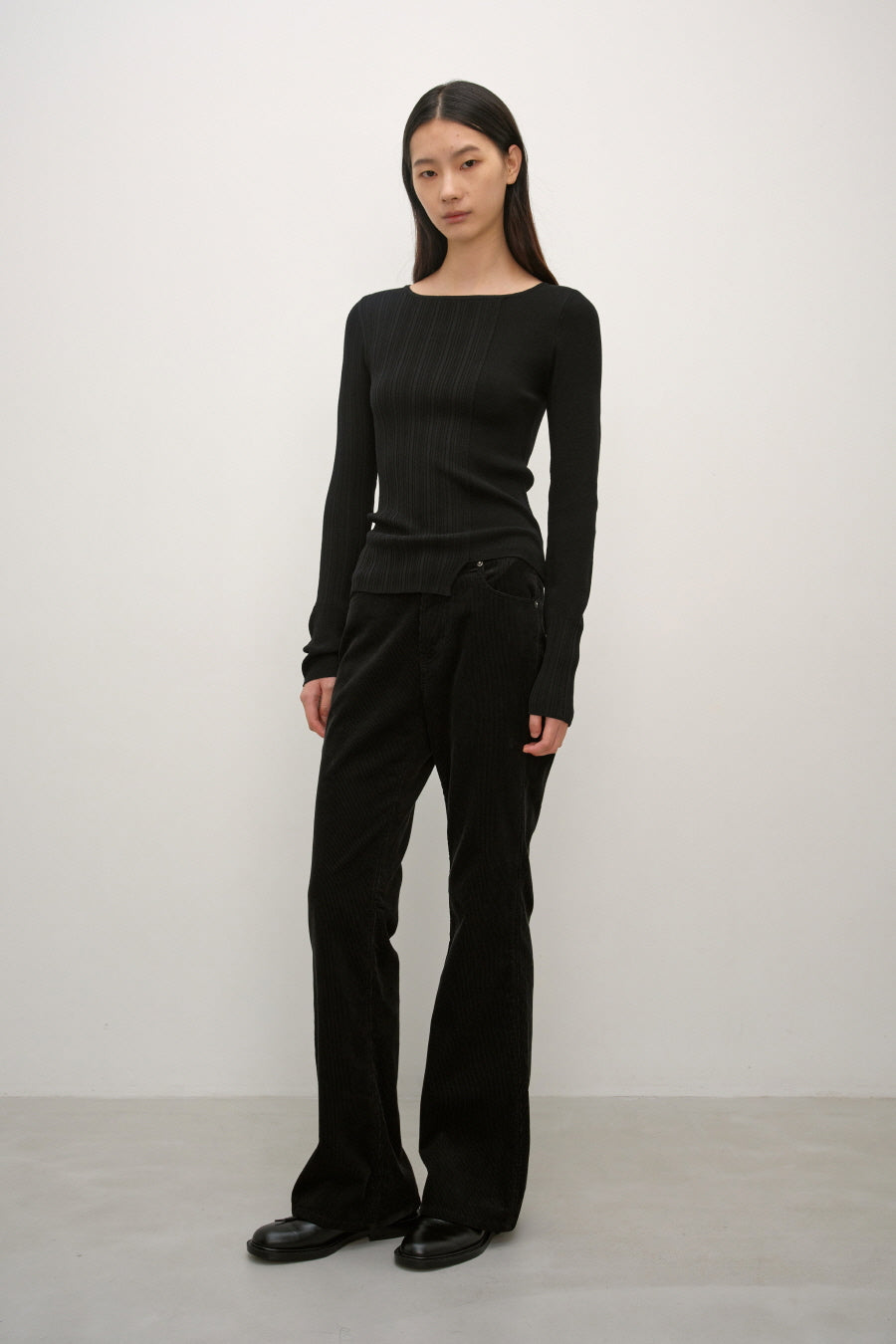 Insilence - Unbalanced Mixed Knit (Black) product image 5 | TRAB K-Fashion Australia