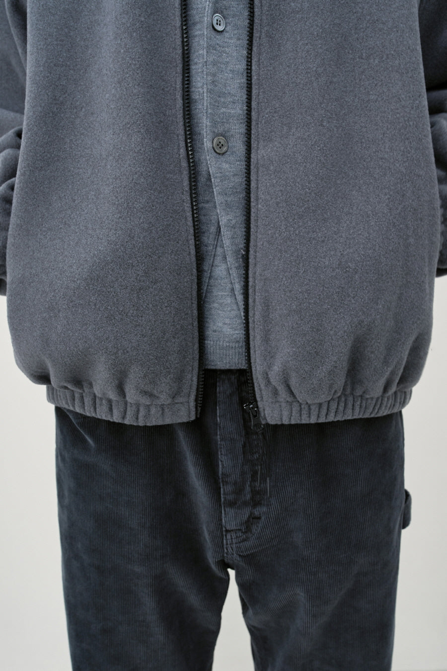 Insilence - Fleece Full Zip-Up Jumper (Melange Grey) product image 4 | TRAB K-Fashion Australia