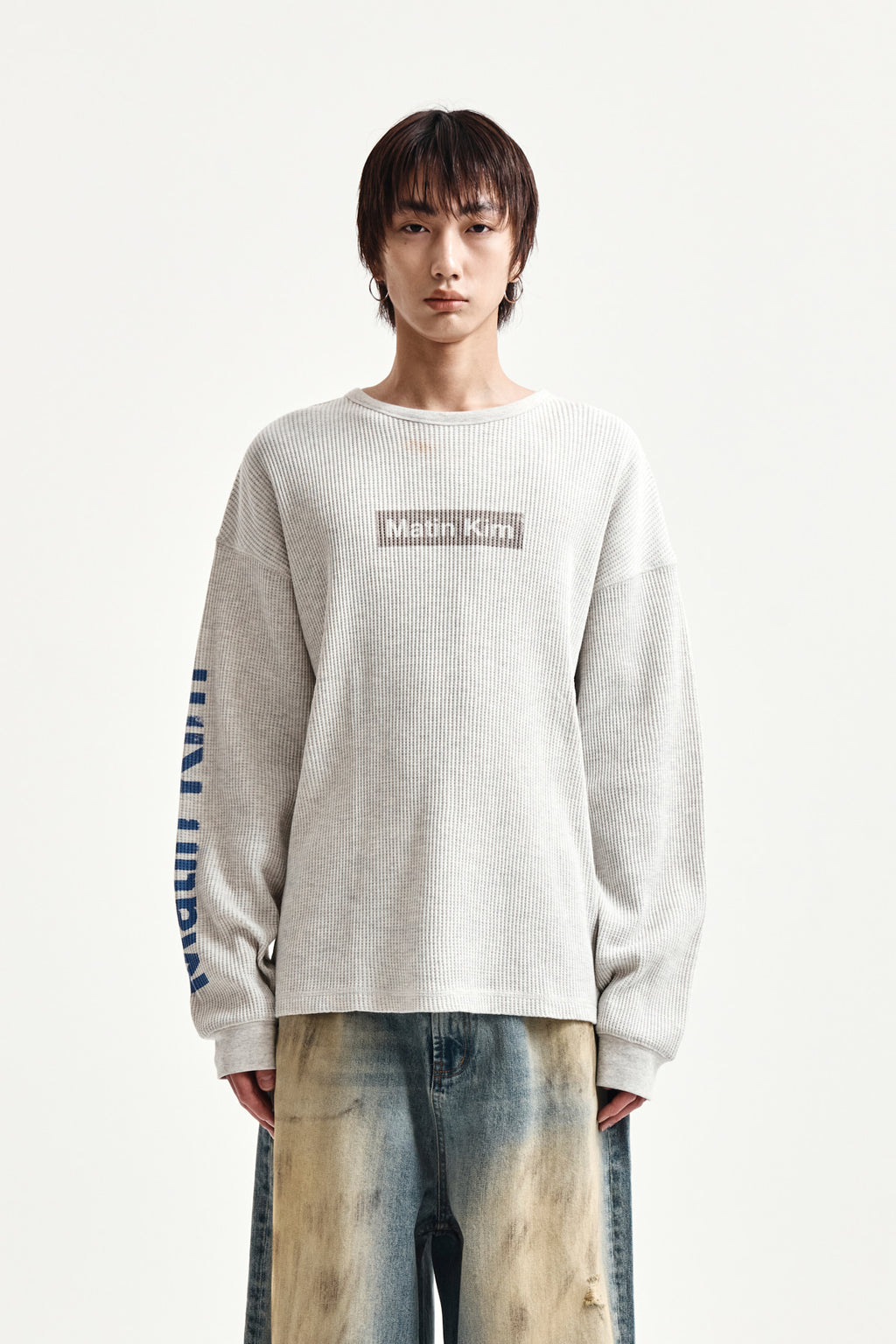 Matin Kim - Sleeve Logo Waffle Top (Ivory) product image 10 | TRAB K-Fashion Australia