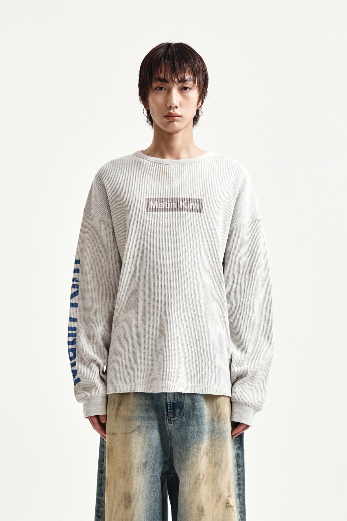 Matin Kim - Sleeve Logo Waffle Top (Ivory) product image 10 | TRAB K-Fashion Australia