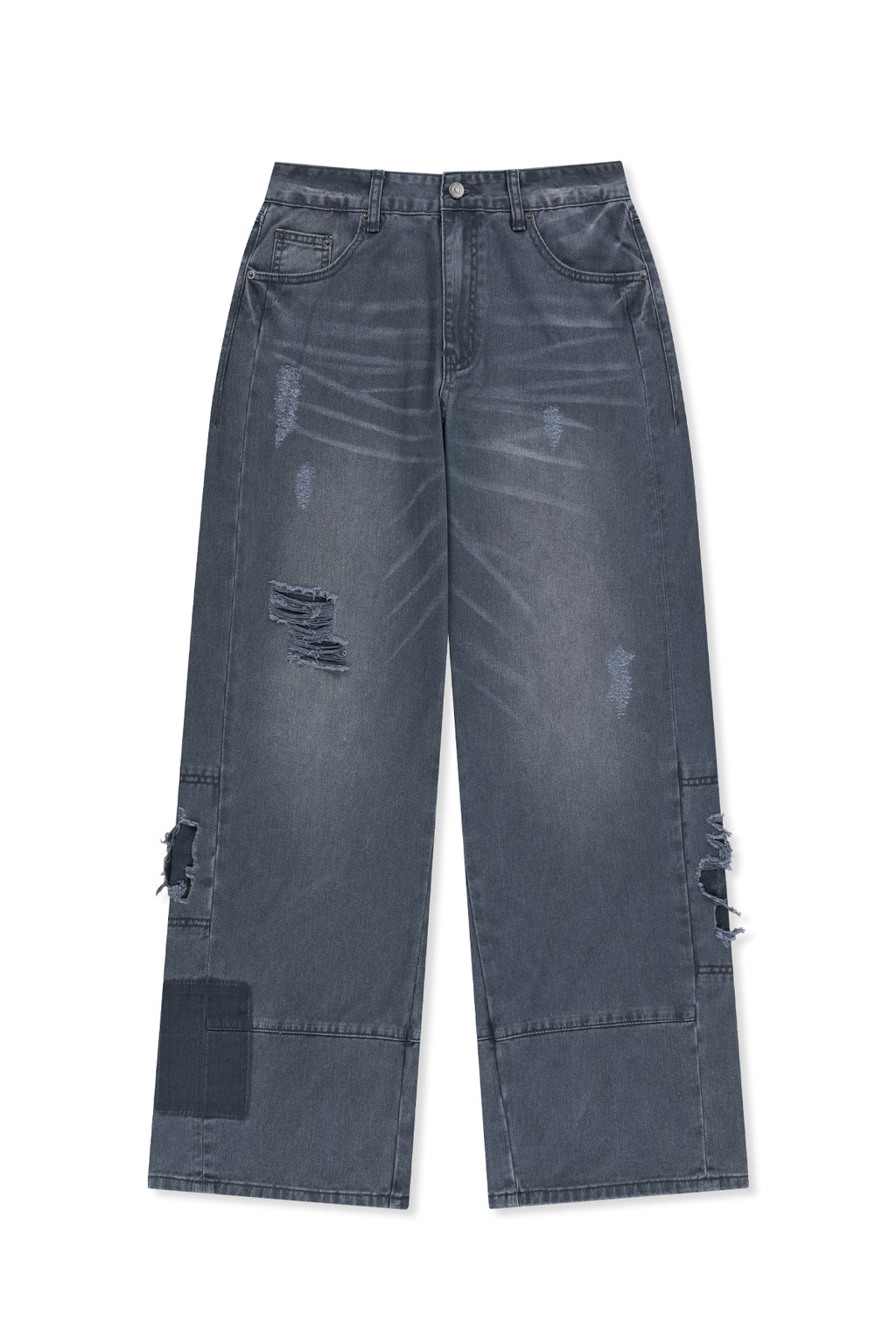Matin Kim - Shadow Distressed Wide Denim Pants (Blue) product image 1 | TRAB K-Fashion Australia