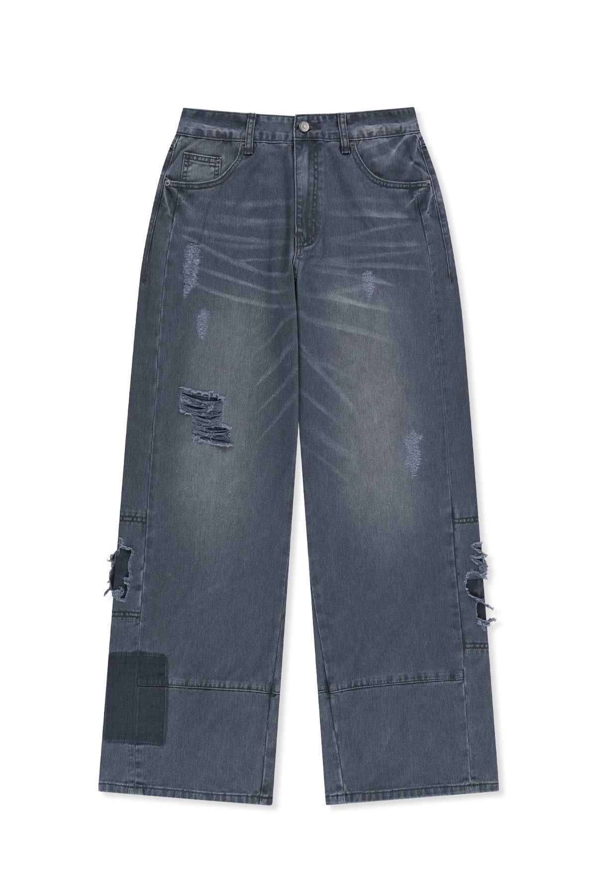 Matin Kim - Shadow Distressed Wide Denim Pants (Blue) product image 1 | TRAB K-Fashion Australia
