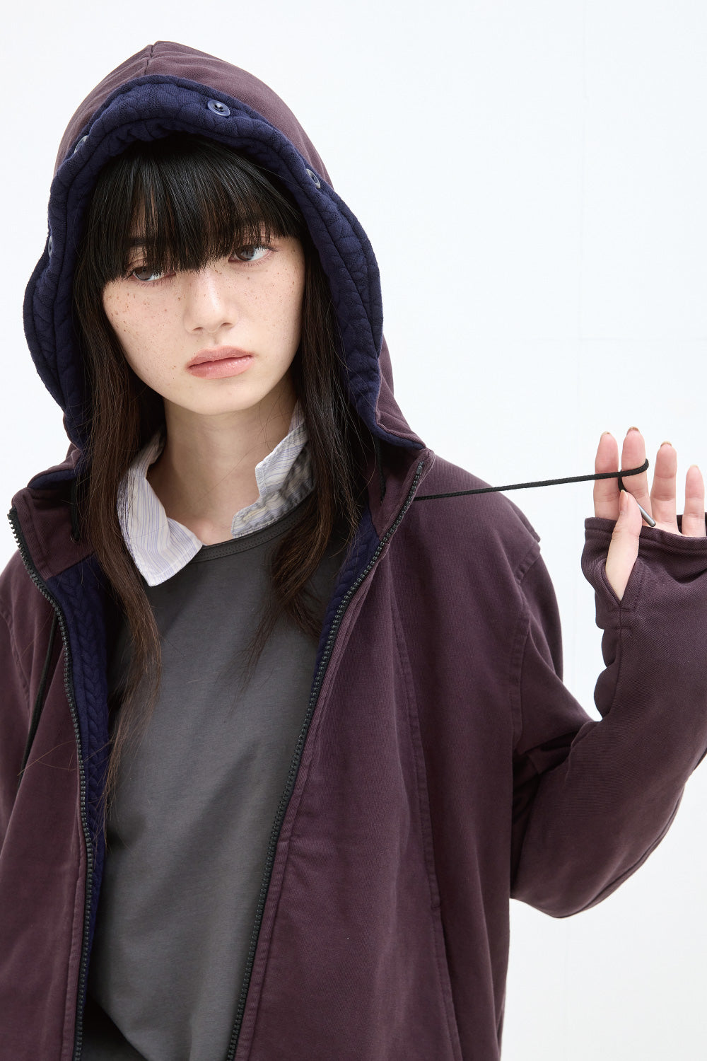 Hatchingroom - Twist Hoodie (Dark Purple) product image 1 | TRAB K-Fashion Australia