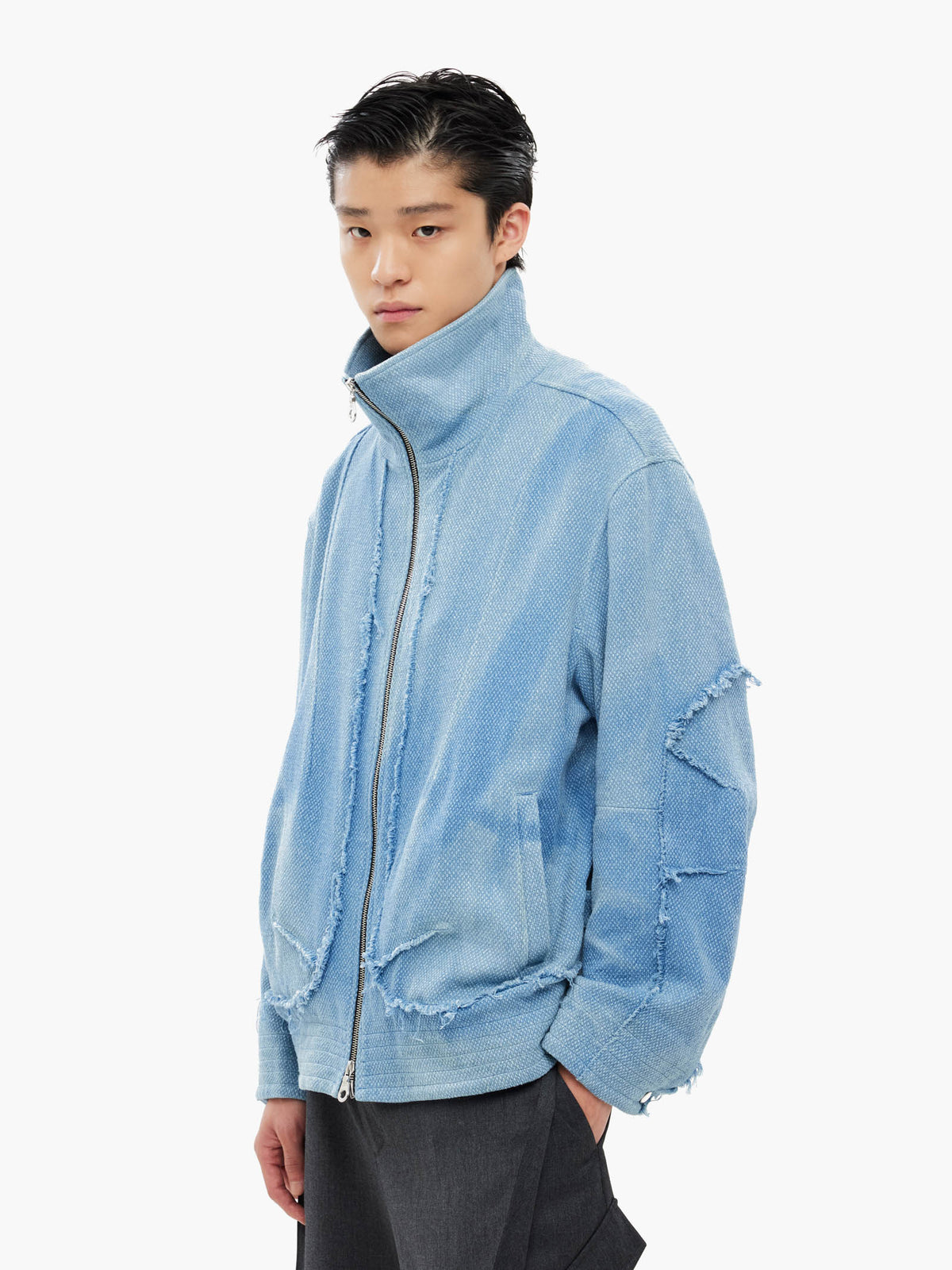 Jiyong Kim - Sun-Bleached Raw Edged Jacket (Blue) product image 3 | TRAB K-Fashion Australia